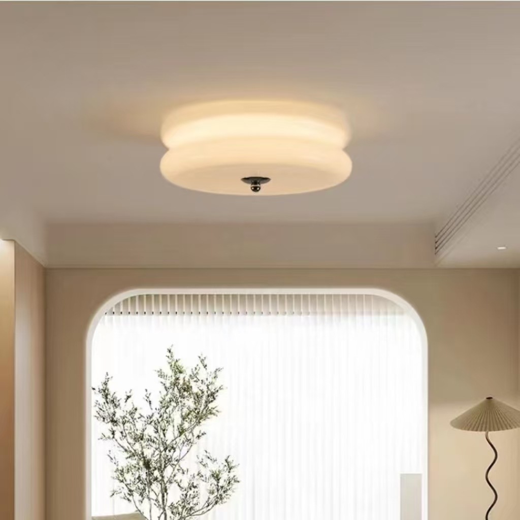 Cream Glass Ceiling Light For The Entryway Or Balcony