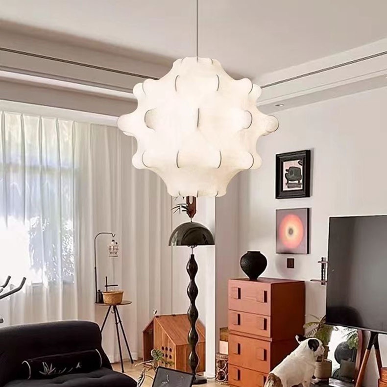 Retro Silk Bubble Pendant Lamp For Living Room And Bedroom
