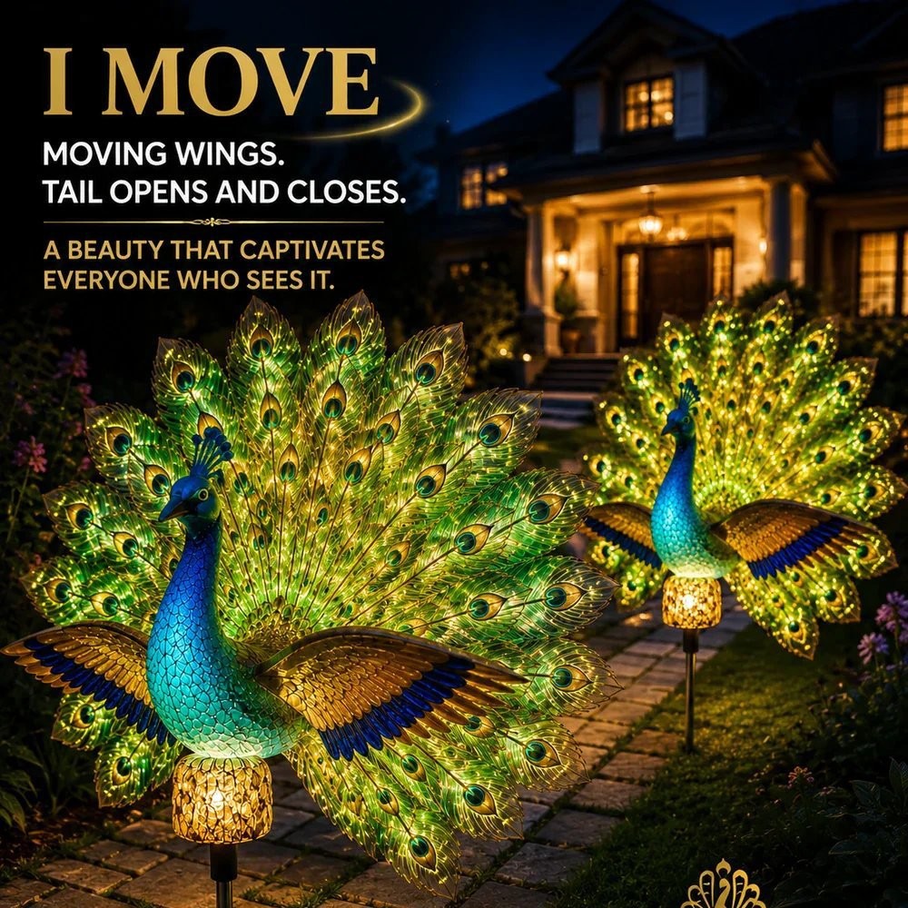 Main product image of Outdoor Solar Powered Peacock Garden Sculpture
