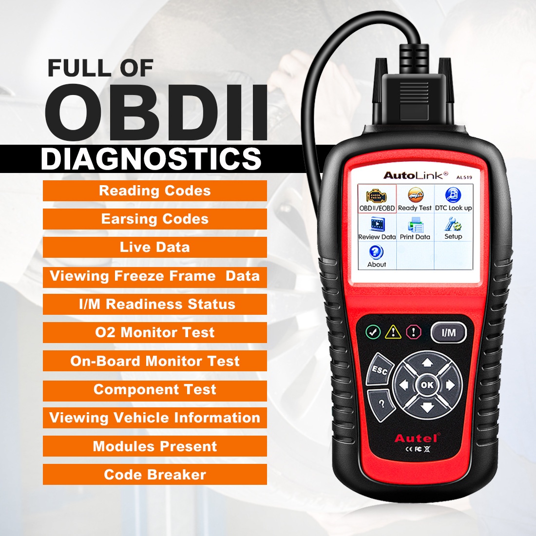 Main product image of AUTEL AL519 Automotive OBD2 Diagnostic Scanner, Multilingual