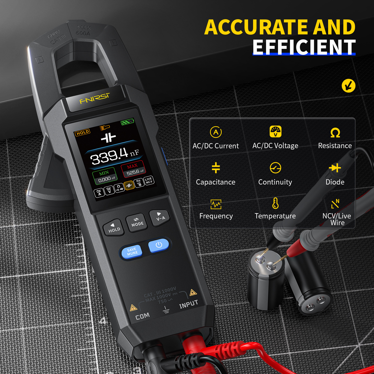 Main product image of Digital Clamp Meter, AC/DC Current Multimeter