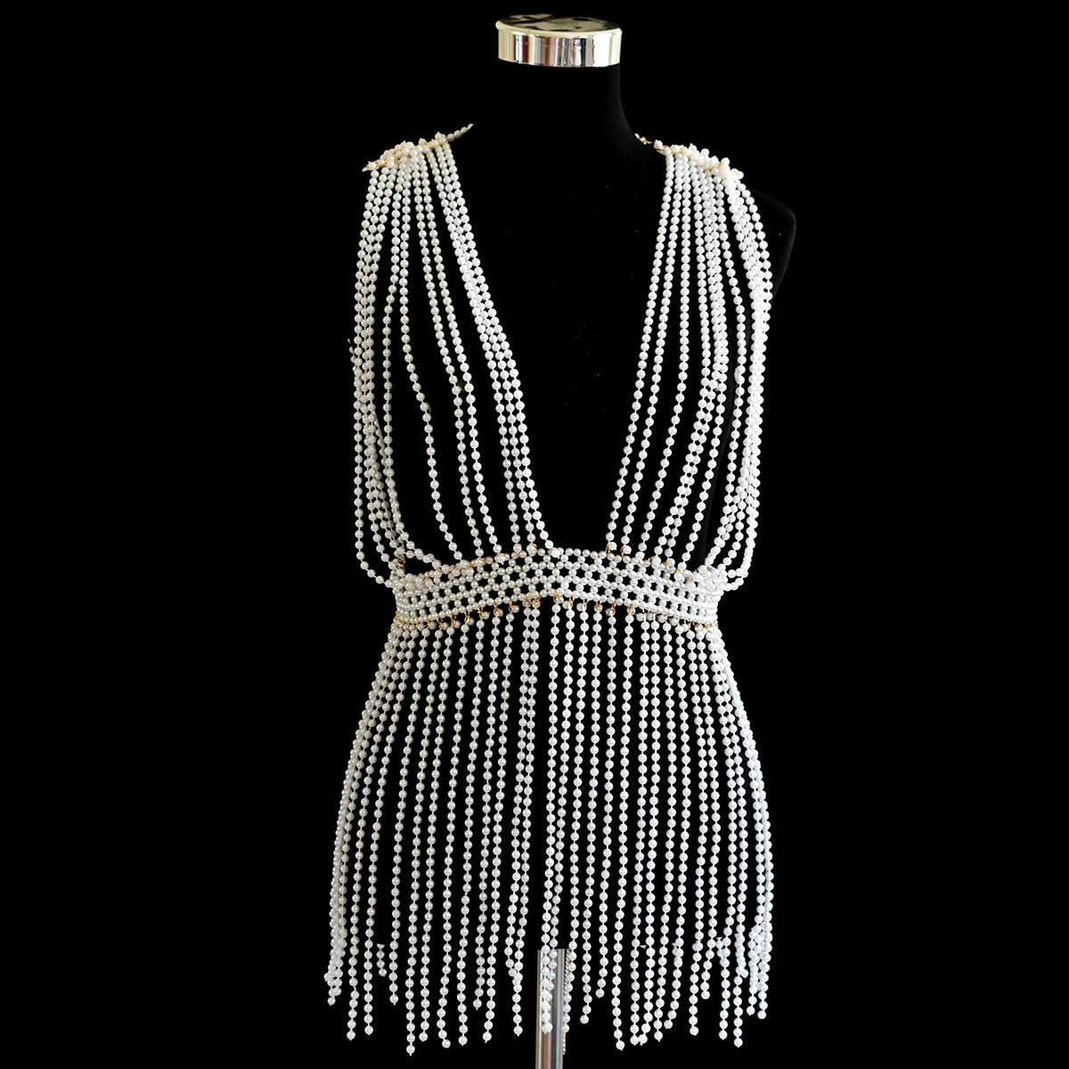 Main product image of Hand-woven Pearl Waist Tassel Body Chain