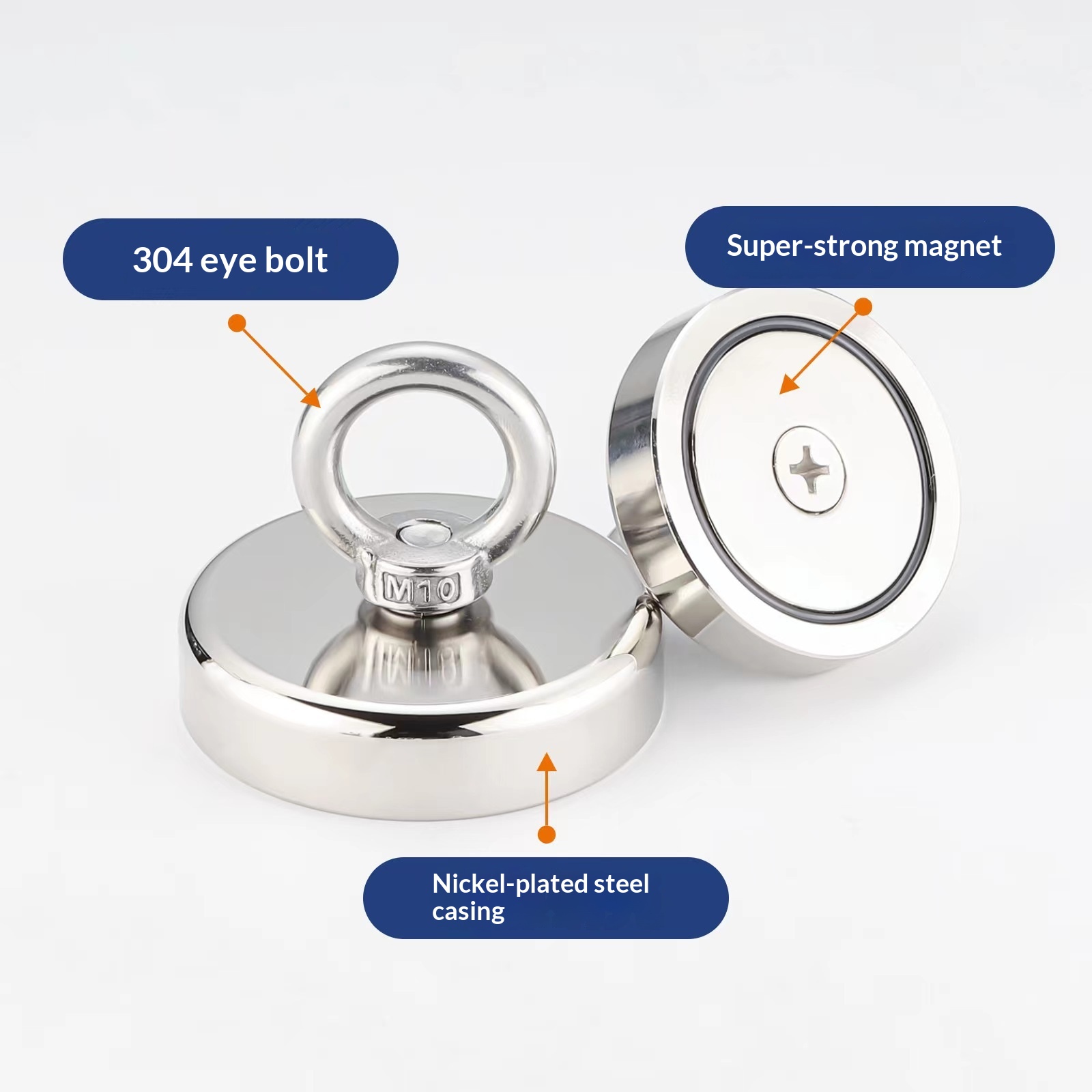 Main product image of Neodymium Magnet Retrieval Tool - Heavy Duty Round Base With Threaded Hole For Deep Sea Fishing And Metal Recovery