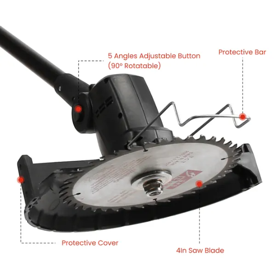 3-in-1 Cordless Electric Pole Saw & Mini Chainsaw & Grass Trimmer Kit With Adjustable Length 2Pcs 21V 1500mAh Batteries 4in 6in Chains Saw Blade 5Pcs Plastic Blades