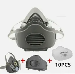 Half Face Gas Mask Cover PRO Respirator 3200 Dust Mask Safety 10 Filters For Sanding Woodworking