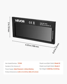 Product image of Auto Darkening Welding Lens, 4.25" x 2", Shade 10, Dual Arc Sensors, Gold Coating