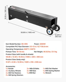 Electric PVC Conduit Heater, 1/2" to 4", 2200W