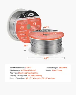 Flux Core MIG Welding Wire, E71T-11 0.03-inch 2 LBS, Gasless Mild Steel Welding Wire With Low Spatter For All Position Arc Welding, Self-Shielded For Outdoor Use