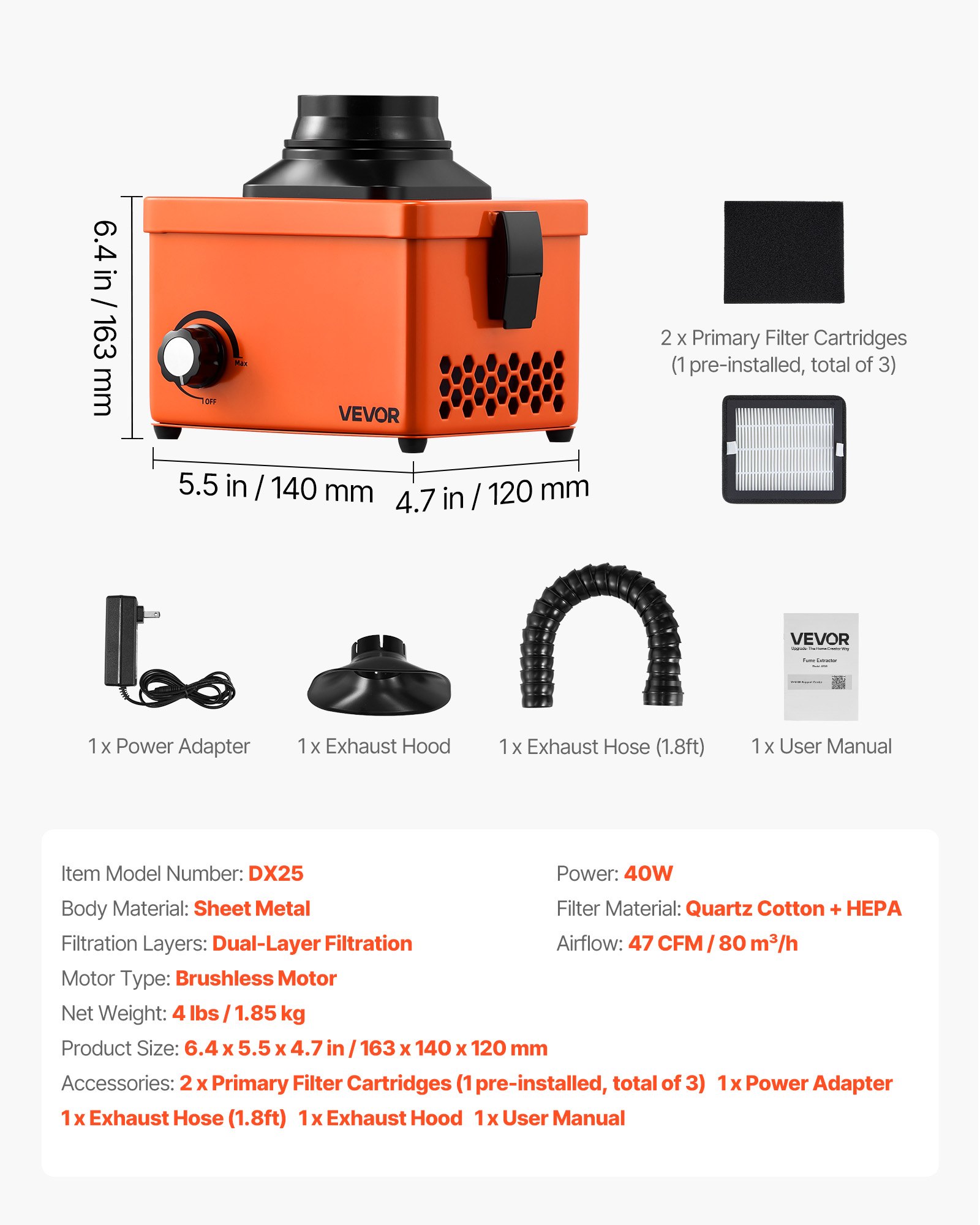 Solder Fume Extractor, 40W Brushless Soldering Smoke Absorber With 2-Stage Filters & Adjustable Airflow, 80 M³/h Strong Suction Compact Desktop Smoke Extractor For Soldering DIY Welding