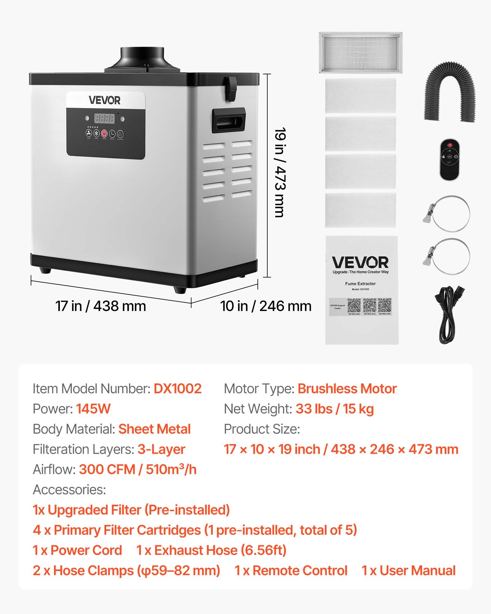 Solder Fume Extractor, Upgraded 4-Stage Filtration Soldering Smoke Absorber With 510 M³/h Strong Suction, 10-Speed & Remote Control Brushless Smoke Extractor For Laser Engraving, 3D Printing