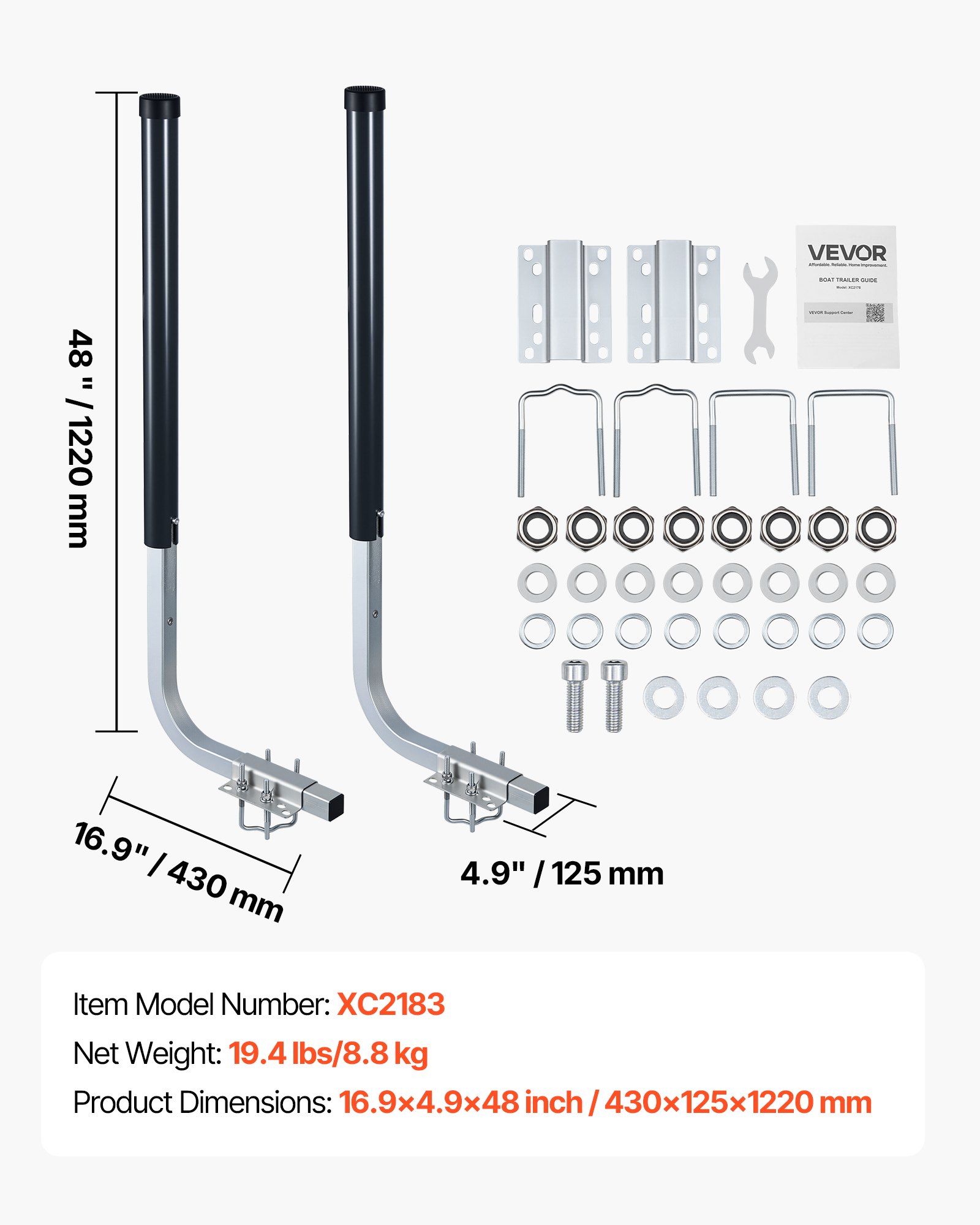 Main product image of Boat Trailer Guides, 40 In/48 In Height Guide Poles, 2PCS High-Hardness Steel Trailer Guide-Ons, Adjustable Guide Poles With PVC Pipes, For Ski Boats, Compact Fishing Boats, Small Sailboat