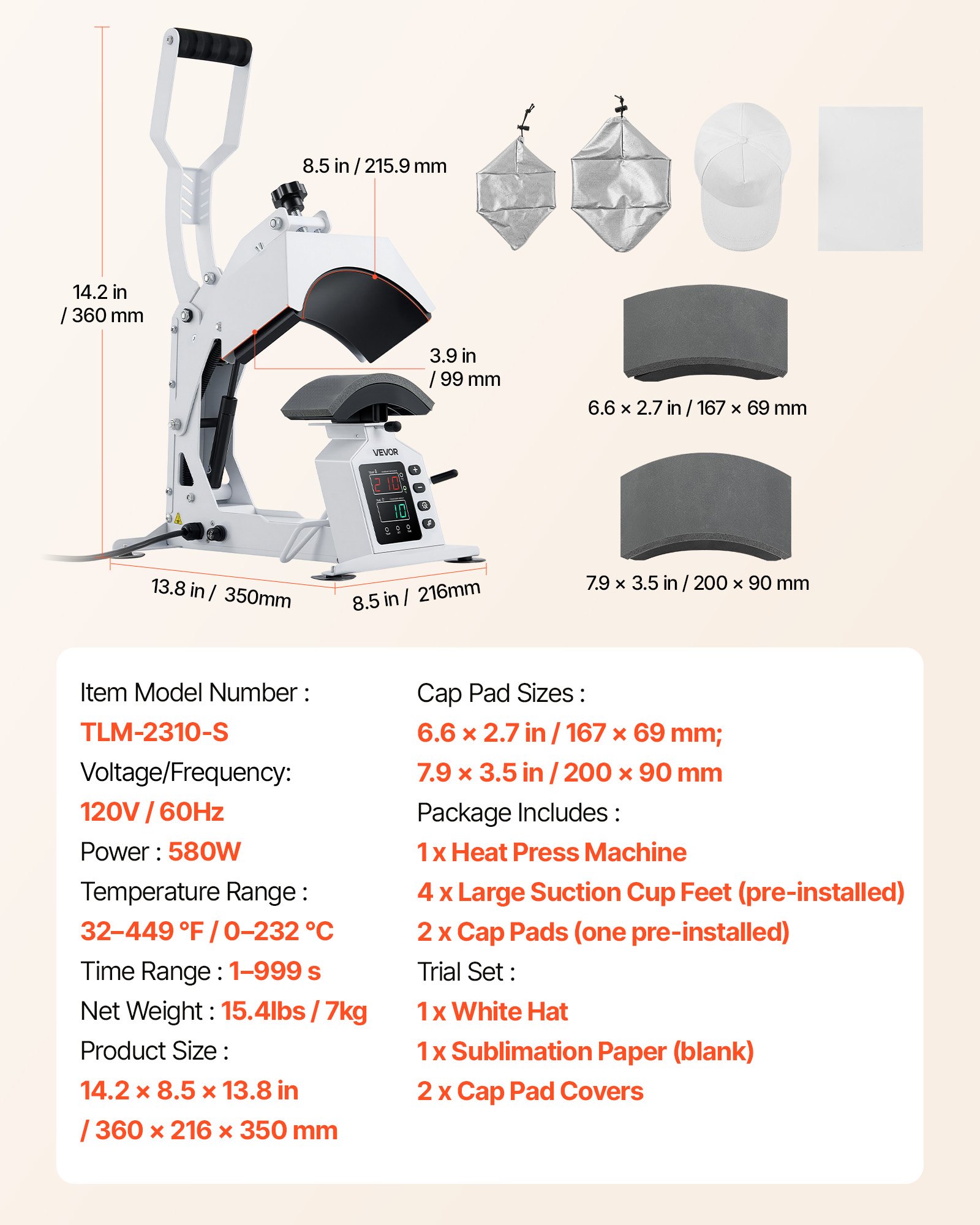 Hat Heat Press Machine, With 2 Interchangeable Platens And Caps Stretcher, Precise Temperature & Time Control, Heat Press For Hats And Caps, For HTV Iron On And Sublimation Projects, White