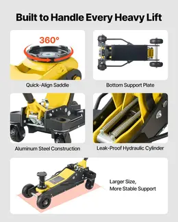 Floor Jack, 3 Ton, Aluminum & Steel, Dual Piston, 5.9"-29.3" Lift