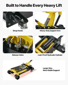 2 Ton Low Profile Steel Floor Jack, Single Piston, 5.7-17 in. Lift