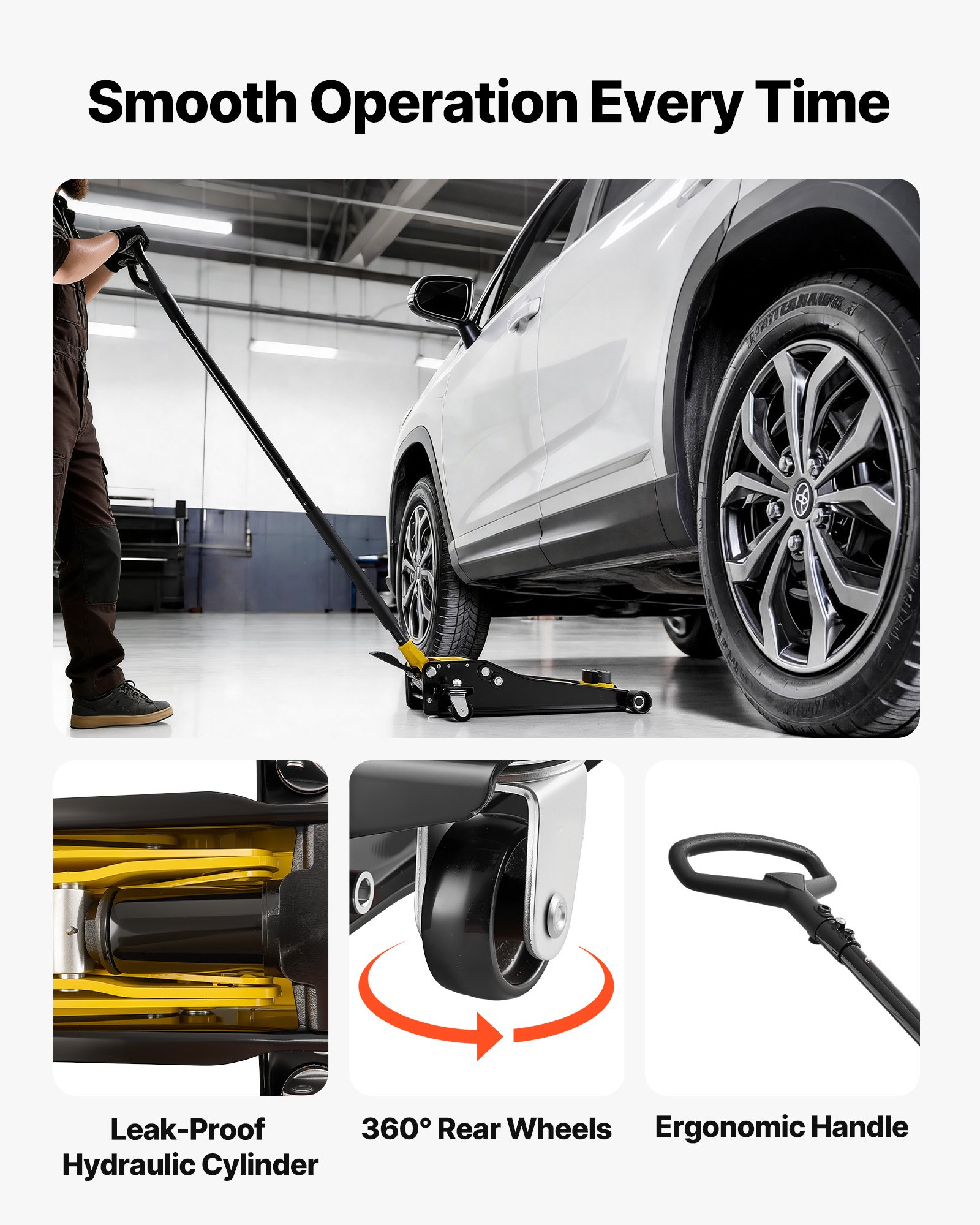 Low Profile Floor Jack, 3 Ton (6614 Lbs) Capacity, Steel Racing Floor Jack With Dual Pistons Quick Lift Pump & SUV Adapter, Hydraulic Trolley Car Lift For Sports Cars, Lifting Range 2.95"-19.7"