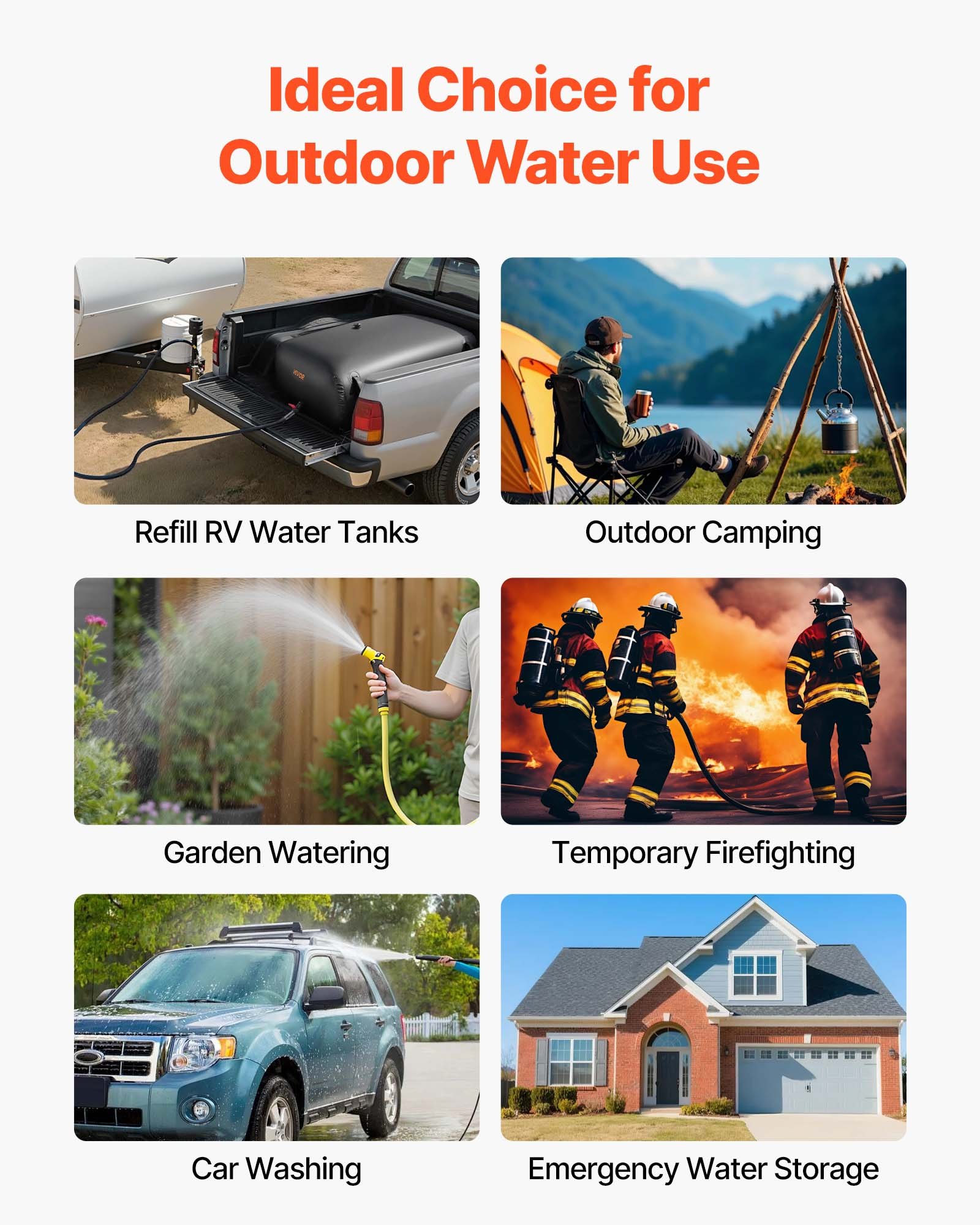 Water Storage Bladder, 87.2 Gal Collapsible Water Storage Bag, Wear-Resistant 1000D PVC Soft Waters Bag, Leakproof Camping Tank Containers For Garden Irrigation RV Emergency Use, Black