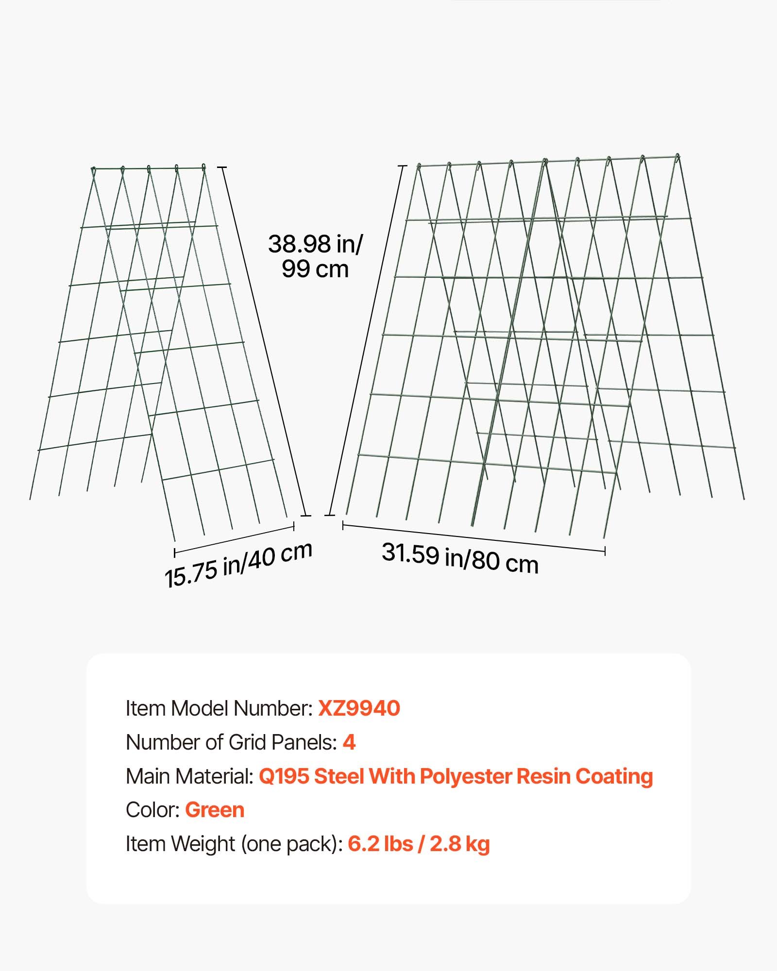 Cucumber Trellis 4 Pack, A-Frame Garden Trellises For Raised Bed, Metal Rustproof Coating Plant Support For Vine, Climbing Plants, Peas, Beans, Zucchini, Tomato, Flower (38.98 X 15.75 In X 4PCS)