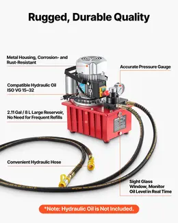 Electric Hydraulic Pump, 750W, 10,000 PSI, 120V, Double Acting, 2.1 Gallon / 8L