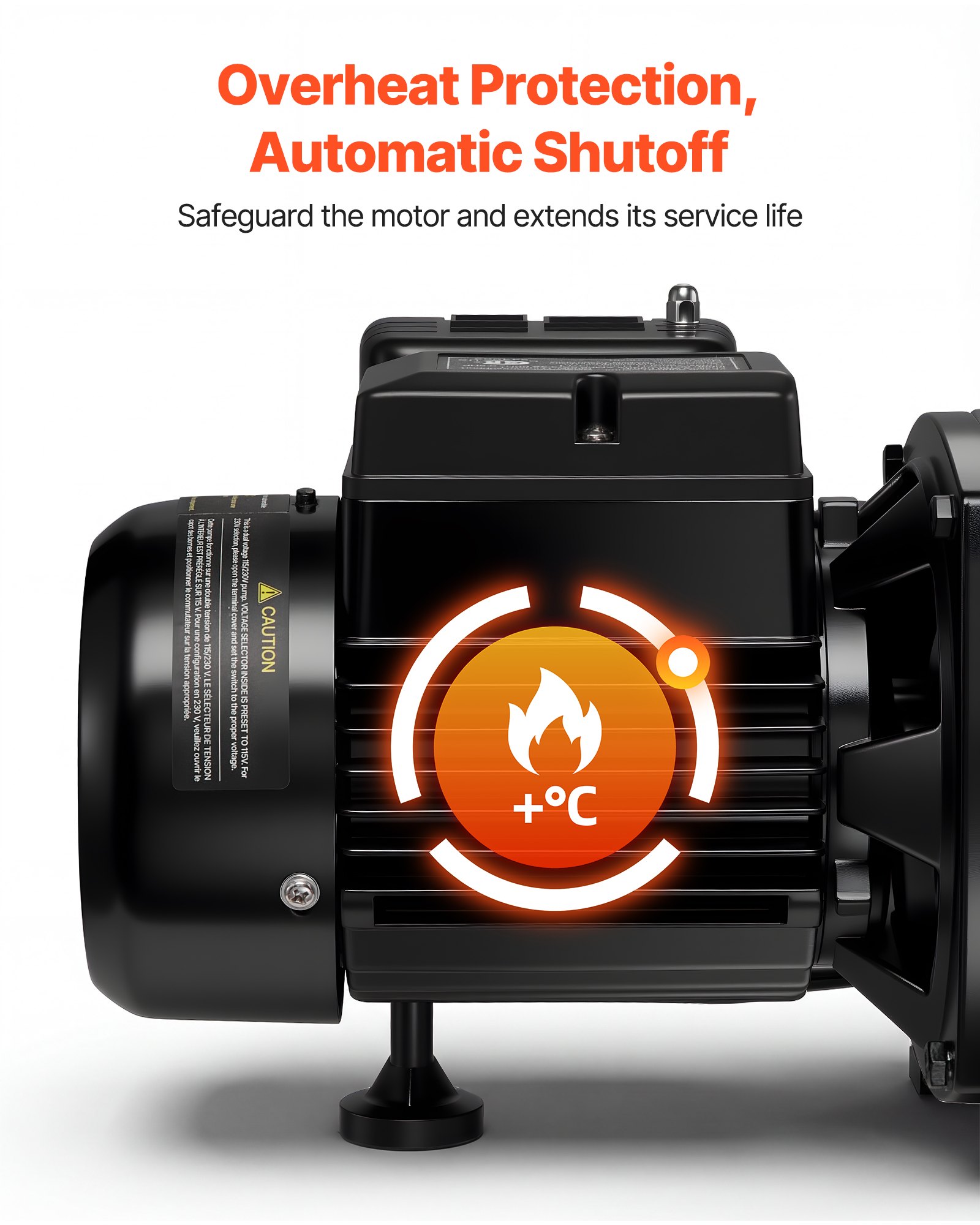 Main product image of 1/2 HP Shallow Well Jet Pump, 115/230V, 790 GPH, 147 Ft Max Head, Auto Pressure Switch