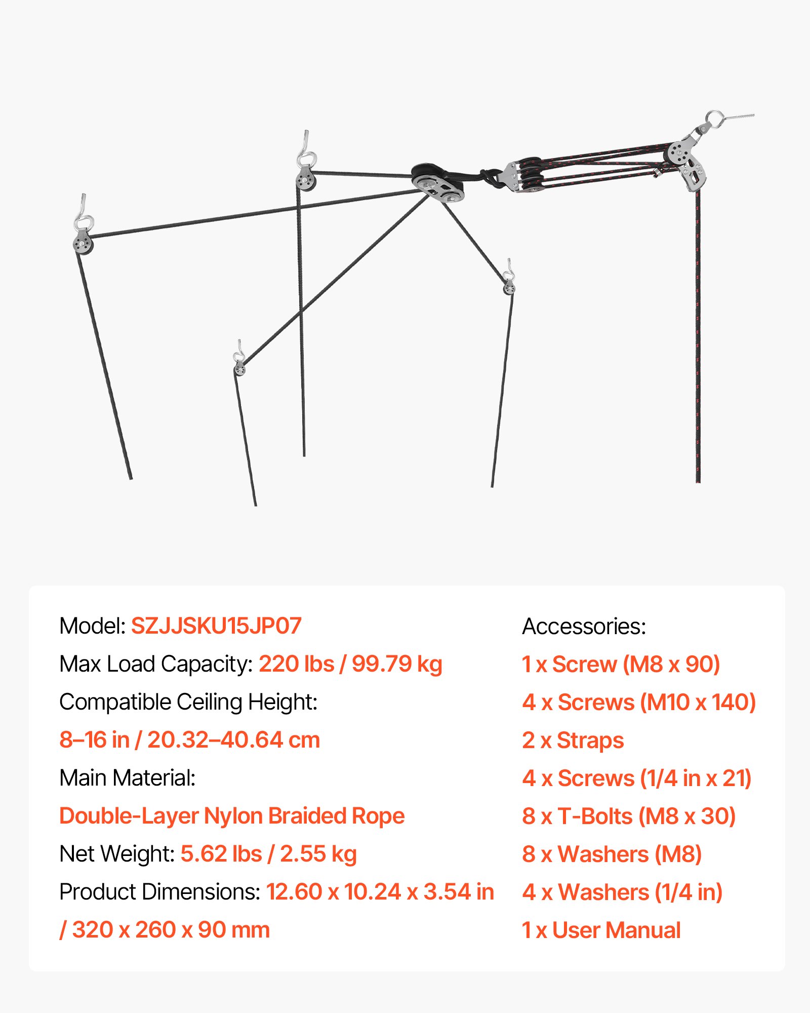 Hard Top Remover Lift, 220 Lbs, Jeep Hardtop Removal Storage Roof Hoist With Anti-Drop System, Easy One-Person Operation, Supports 8-16 In Ceiling, For 2-Door & 4-Door Jeep Wrangler JK JL & Ford