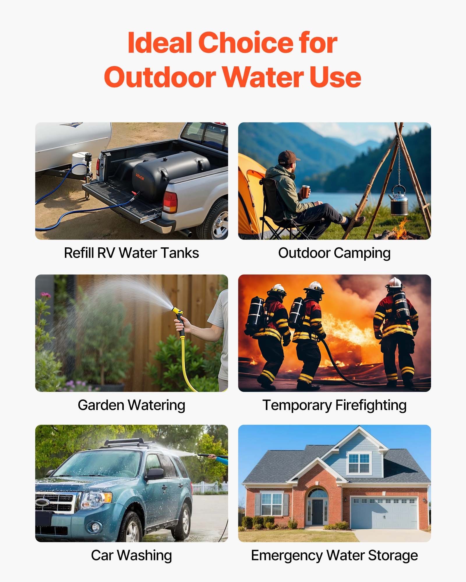 Water Storage Bladder, 30 Gal Collapsible Water Storage Bag, Wear-Resistant 1000D PVC Soft Waters Bag, Leakproof Camping Tank Containers For Garden Irrigation RV Emergency Use, Black
