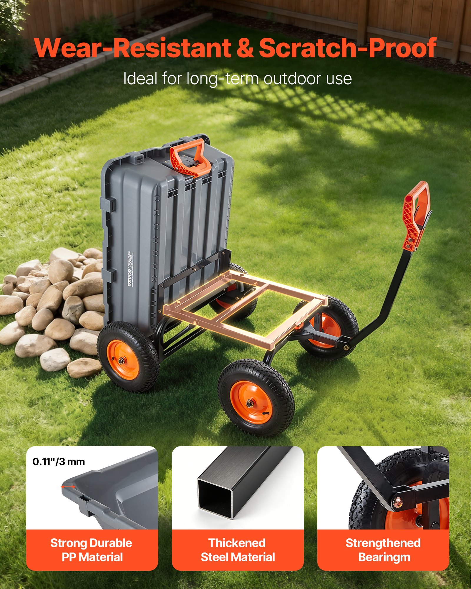 Main product image of Garden Dump Cart, 1500 Lbs Poly Dump Cart, Garden Carts Dumps Wagon With 90° Quick-Dumps Mechanism, Adjustable Handle, 270° Flexible Rotating Bearings, Yard Wagon For Plants, Soil, Crops
