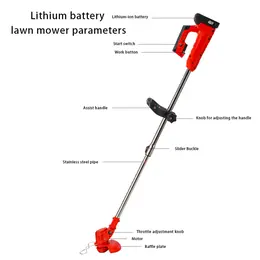 Cordless Lithium-Ion Lawn Trimmer - Adjustable Handle Electric Grass Cutter With Stainless Steel Shaft