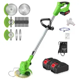 Cordless Electric Grass Trimmer 2-in-1 Lawn Edger   2 Batteries & Blades   Yard Garden Tool Kit