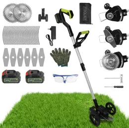 Product image of 1Set 21V Electric Weed Edger Cordless String Trimmer With 2Pcs3000mAh Batteries 3.6-4.6FT Length 90 Degree Rotatable Angle Saw Blades Steel Blades String Blades Fedex Shipping