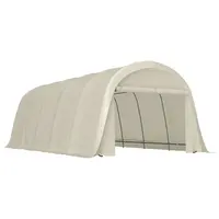 UPF50 Carport Canopy Tent with Galvanized Frame, Large Door, Beige