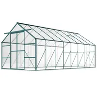 Aluminum Polycarbonate Walk-in Greenhouse Kit, Adjustable Vent, Gutter, Sliding Door