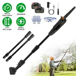 Cordless Pole Saw, 7.4ft Adjustable Length Chainsaw With 775W Motor 35ft-s Chain Speed, 2x 3000mAh Batteries & Safety Protection, 4-Section Extension Pole For Tree Trimming, Branch Cutting - Garden