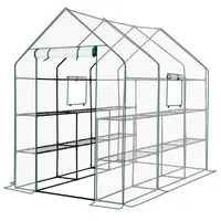 Product image of Walk-in Greenhouse, PE Cover, Side Windows, 12-Shelf, 56x85x77 inch, White