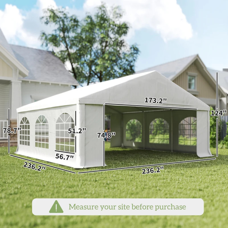 Heavy-duty Large Wedding Tent, Outdoor Carport Garage Party Tent, Patio Gazebo Canopy With Sidewall, White,Multiple Packages