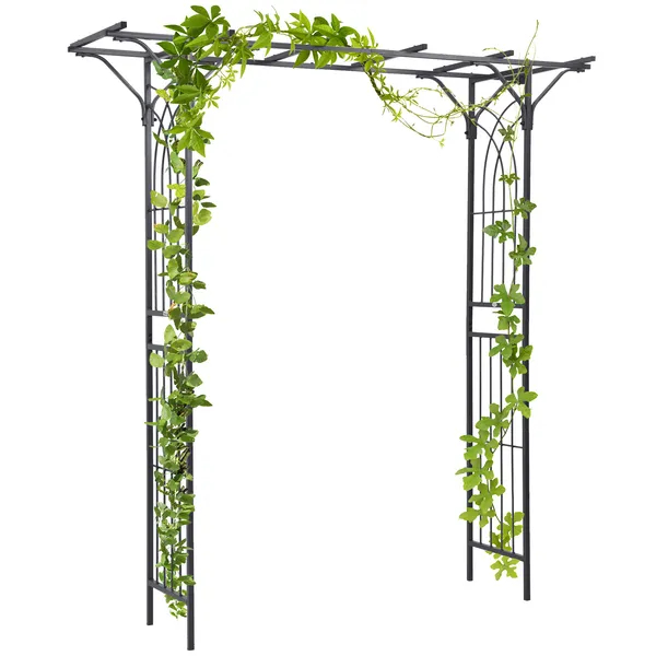 Garden Trellis Arch 82inch Steel Elegant Scrollwork For Weddings & Gardens Brown