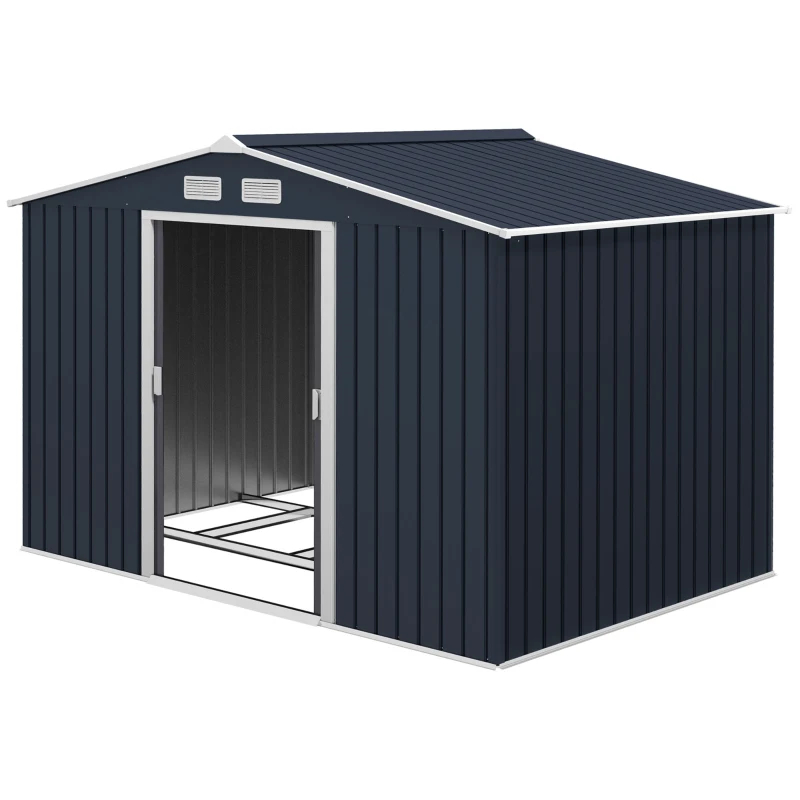 9' X 6' Outdoor Storage Shed, Garden Tool Metal Shed With Foundation Kit, Dark GrayMultiple Packages