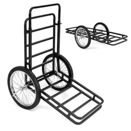 Black Double-Layer Game Cart, 2-Level Adjustment, 550 Lbs, 20in Rubber Wheels