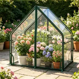 36' X 20' X 34' Ortable Mini Greenhouse With PE Bottom Mat, Waterproof Clear PVC Plant Grow Tent With Metal Frame, Wind Resistant Outdoor Green House For Garden Balcony