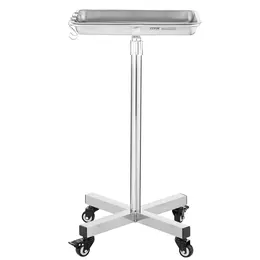Mayo Stand, Stainless Steel Mayo Tray, Load Capacity Up To 35 Lbs, Adjustable Height 25.2-39.8, Medical Tray On Wheels With Removable Tray For Spa, Salon, Clinic, Personal Care