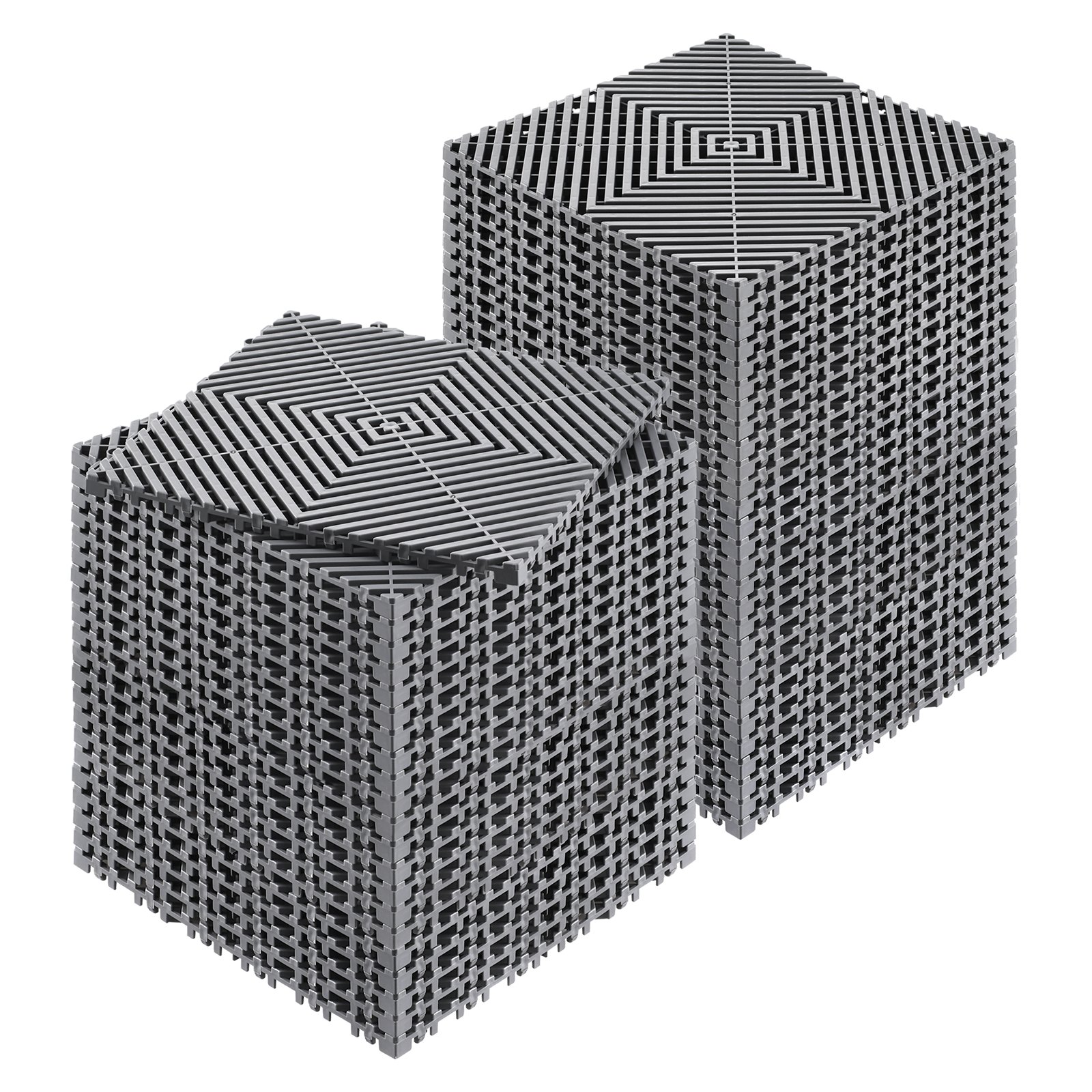 Interlocking Drainage Mat, 12 X 12 Modular Interlocking Cushion, 50 Pcs Splicing Drainage Mats, Non-Slip Gray PP Drainage Floor Tile And Shower Mat, For Garage, Garden, Kitchen & Outdoor