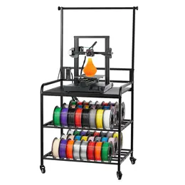 3D Printer Filament Storage Rack, 3-Tier 3D Printer Stand With Filament Storage, Spools Holder Racks Cart With Wheels, Filaments Organzied For 3D Printing Station, Office, Workshop Shelf Only