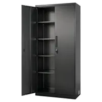 Metal Storage Cabinet, 68.9 In Lockable Steel Garage Cabinet With 4 Adjustable Shelves, 2 Magnetic Doors, 2 Keys, 5 Tiers Tool Storage For Pantry, Warehouse, Basement, Laundry, Office, Black