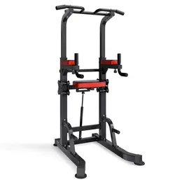 Pull Up Bar, 330 LBS Power Tower Dip Station, Workout Dip Station With H-Shaped Stable Base & Assistance Platform, Adjustable 9 Level Height Pullup Stand For Back, 3-Level Adjustable Elbow Pads