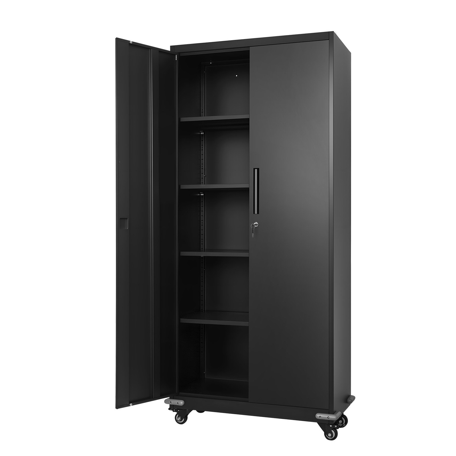 Main product image of 72.6 In Rolling Steel Storage Cabinet, 4 Adjustable Shelves, 2 Magnetic Doors, Lockable