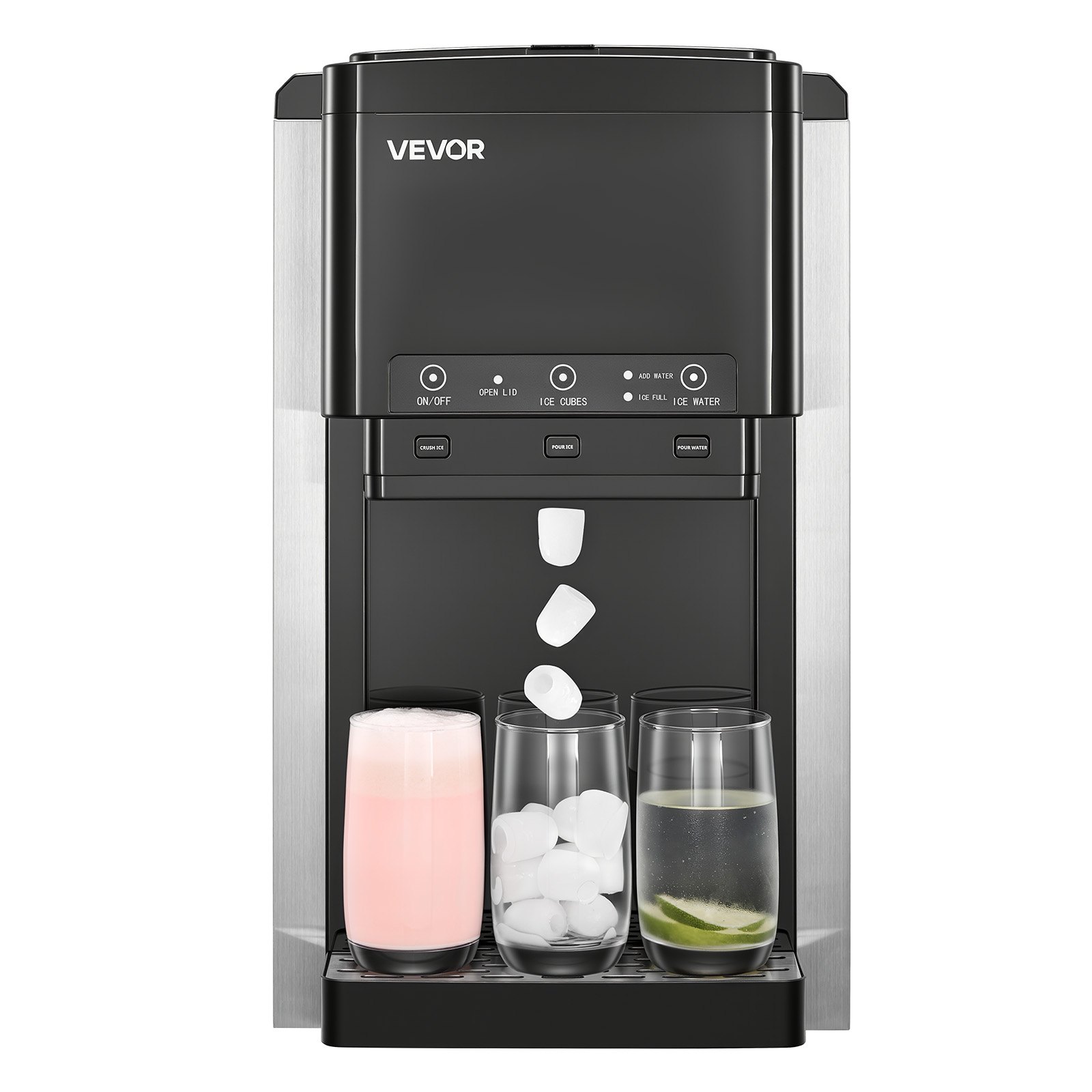 Water Dispenser With Ice Maker, 3-in-1 Countertop Water Dispenser, 35 LBS 24H, 12 Cubes 7 Min Fast Ice Making With 4 LBS Storage, Bullet Crushed Ices & Cold-Water, For Home, Kitchen, Party