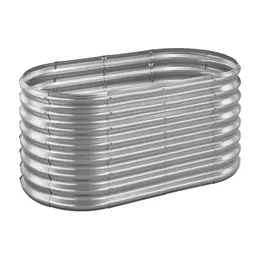 Metal Raised Garden Bed, 4 X 2 X 2 Ft Oval Outdoor Galvanized Planter Garden Box, Open Bottom Design, Large Planter Raised Bed For Growing Vegetables, Flowers, And Succulents, Galvanized Color