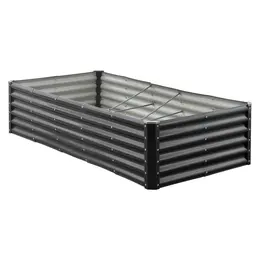 Metal Raised Garden Bed, 6 X 3 X 1.4 Ft Outdoor Galvanized Planter Garden Box, Open Bottom Design, Large Planter Raised Bed For Growing Vegetables, Flowers, Herbs, And Succulents, Dark Gray