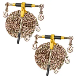Ratchet Chain Binder, 5 16 In X 12.8 Ft G80 Chains, 8000 Lbs Working Load Of Ratchet Load Binder, Chains And Binders Set, Tie Down Hauling Chain Binders For Hauling, Towing, Logging 2 Sets