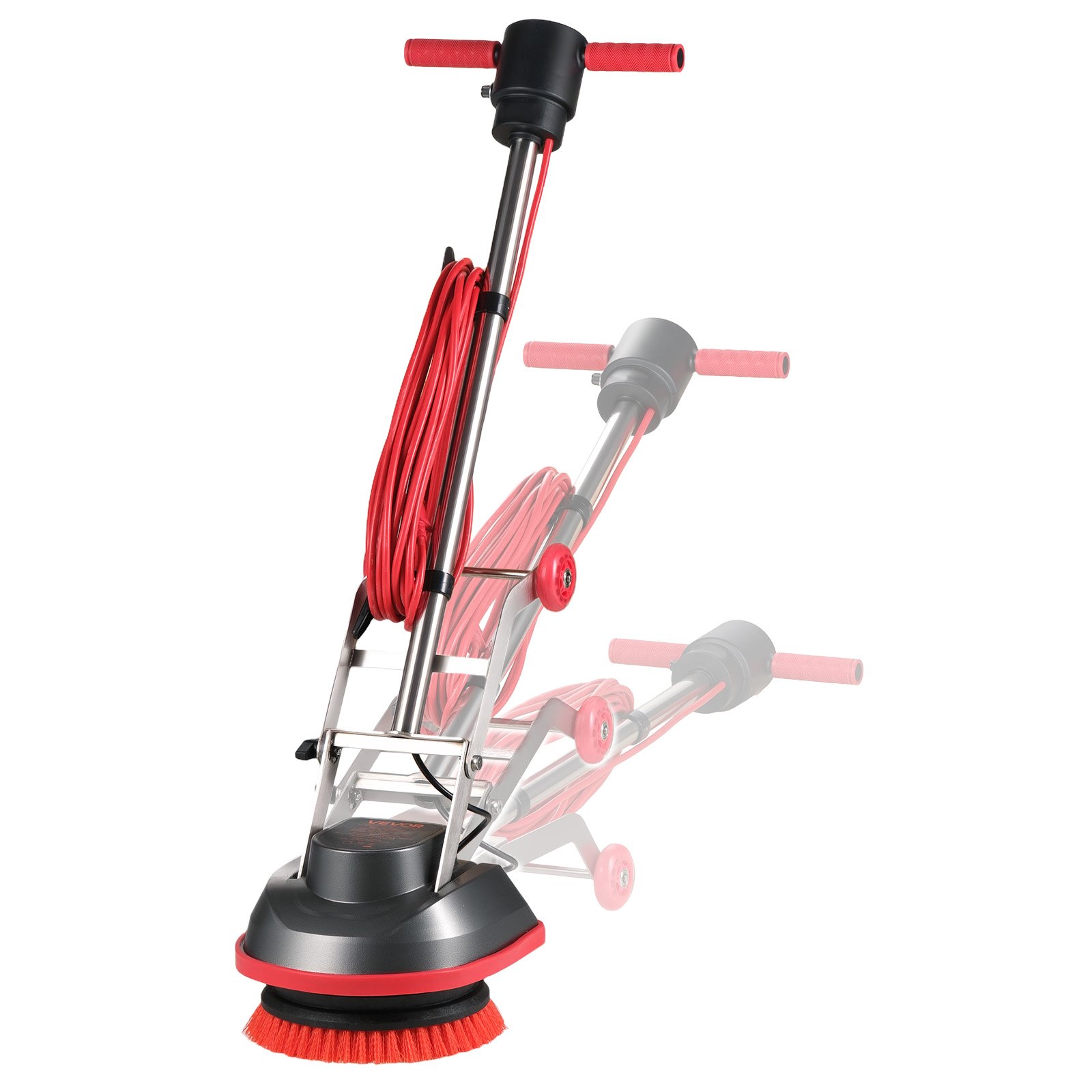 Commercial Floor Scrubber Machine, Heavy Duty Floor Cleaner Polisher With 2 Wheels,  Professional Electric Carpet Buffer, Max 1900 RPM, 43 FT Cord, 3 Pads & 3 Brushes - All Floor Surfaces