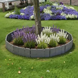 16FT Plastic Landscape Edging 20Pcs Faux Cobbled Stone Garden Borders With 20 Spikes Shovel Gloves Flexible Bendable For Flower Beds Pathways Tree Rings Garden Yard Lawn